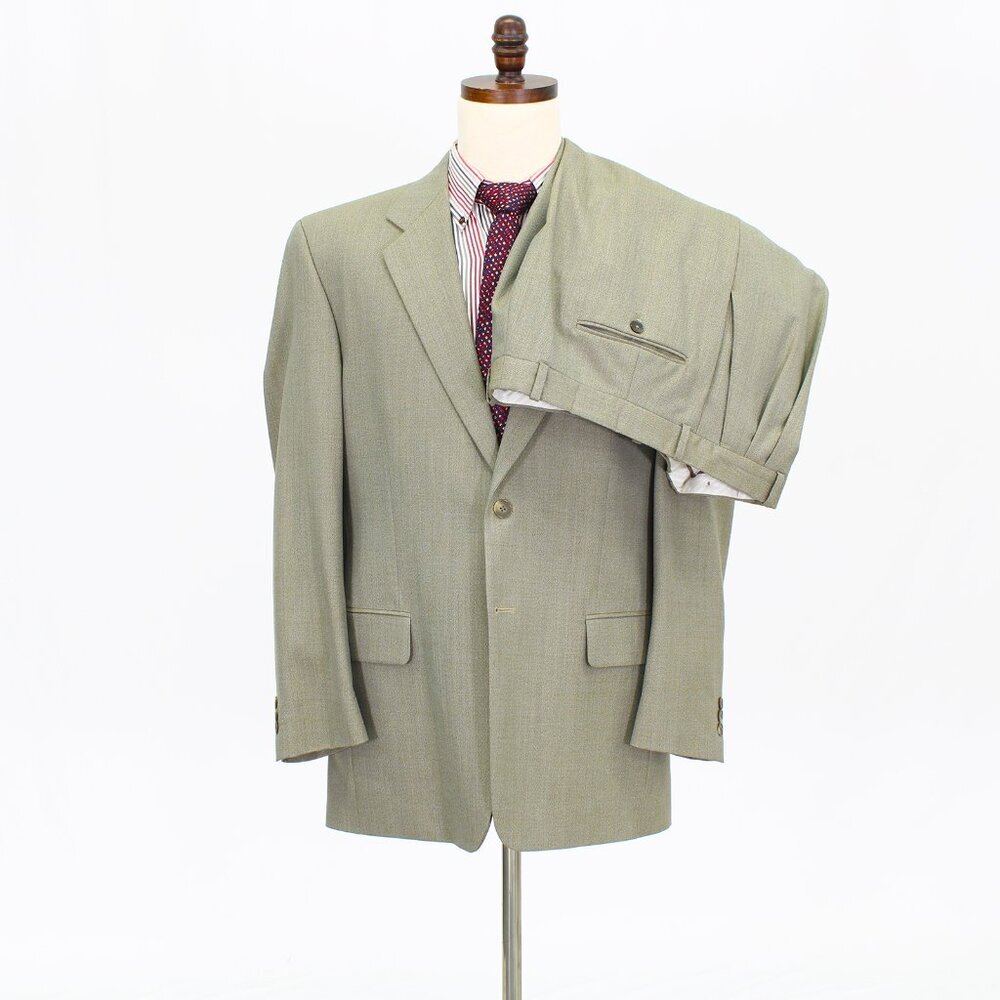 Andrew Davis 42R 35x29 Beige Solid 2-Button Suit R756